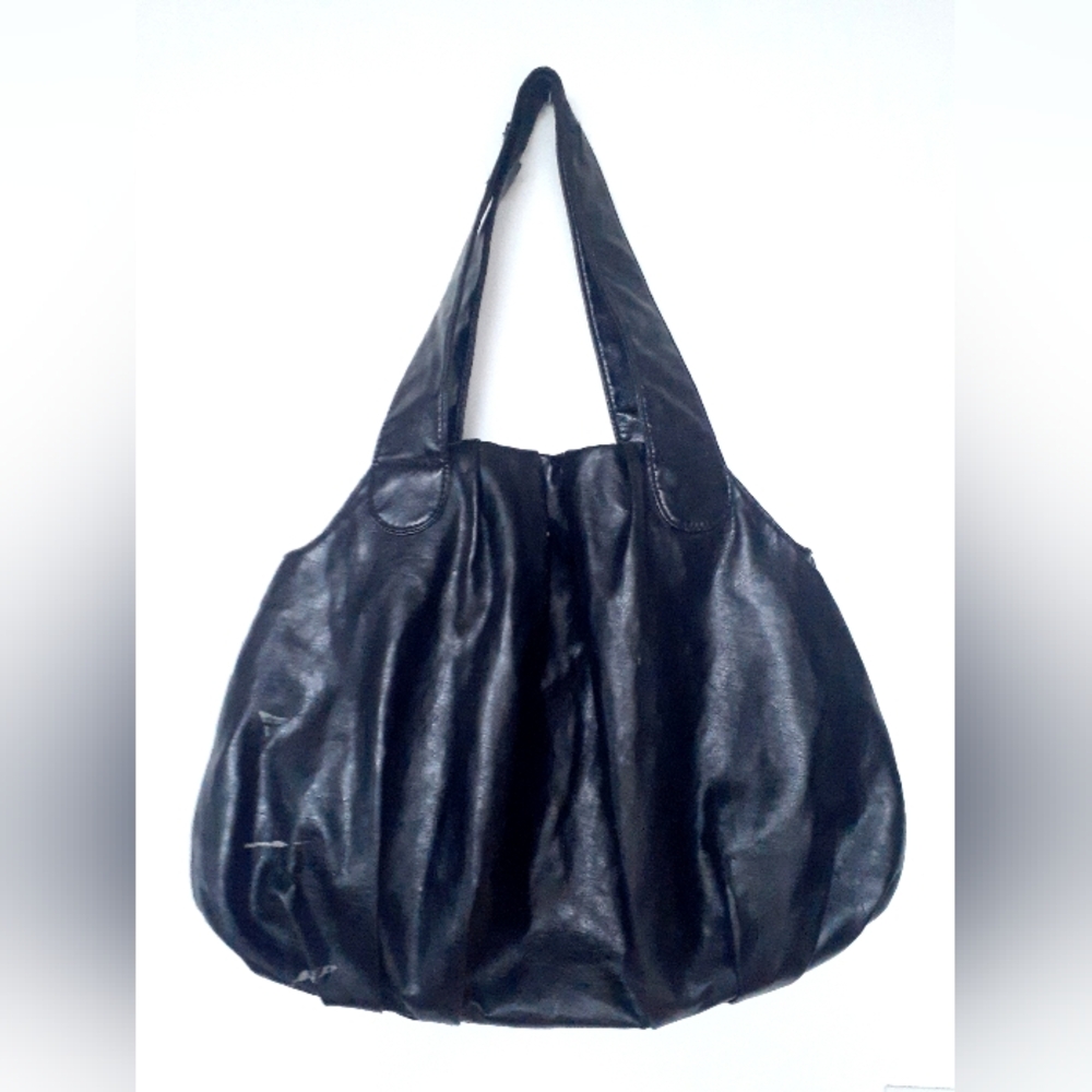 Pleated Slouchy Leather Shoulder Bag Purse